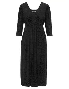 Together Black Devore Pocket Midi Dress