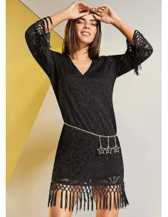 STAR by Julien Macdonald Black Long Sleeve Lace Dress 2