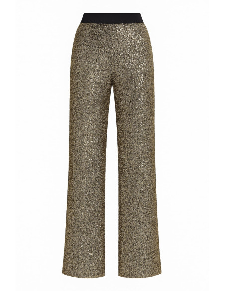 STAR by Julien Macdonald Gold Sequin Wide Leg Trousers
