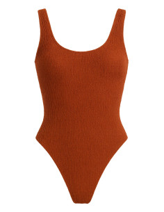 South Beach Crinkle Textured Scoop Neck Swimsuit