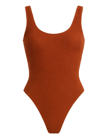 South Beach Crinkle Textured Scoop Neck Swimsuit