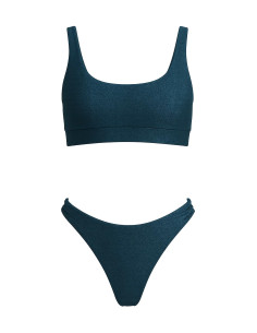 Cyn & Luca Heidi Blue Metallic Bikini Top & Swim Bottom