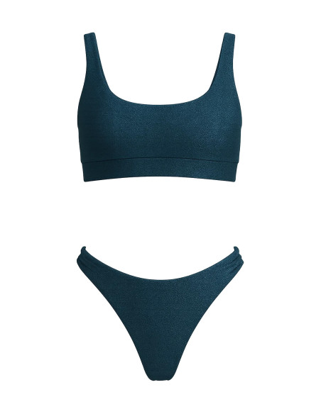 Cyn & Luca Heidi Blue Metallic Bikini Top & Swim Bottom