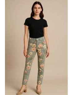 Charlie B Printed Twill Skinny Pants 2