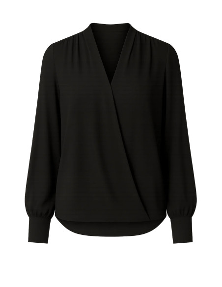 M&S Collarless Regular Fit Long Sleeve Blouse