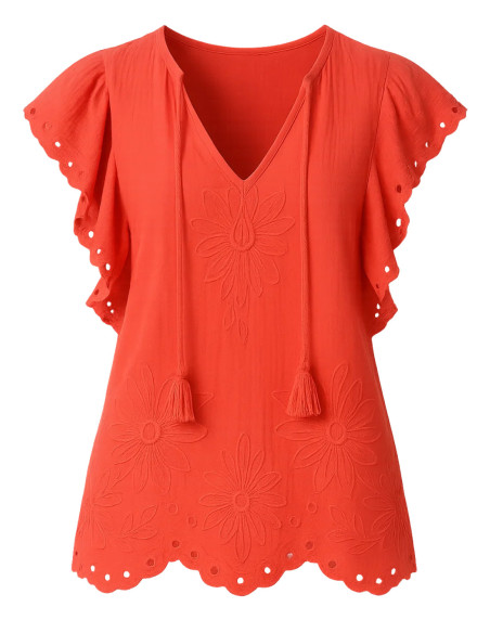 Jessica Simpson Coral Broderie Anglaise Top