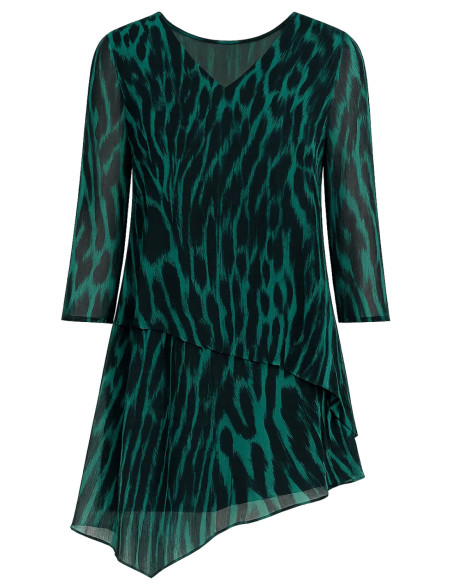 STAR by Julien Macdonald Green Black Animal Print Chiffon Tunic