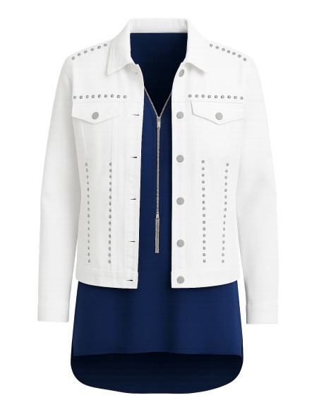 STAR by Julien Macdonald Denim Stud Detail White Jacket