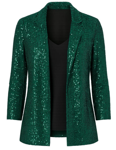 Sosandar Green Sequin Blazer