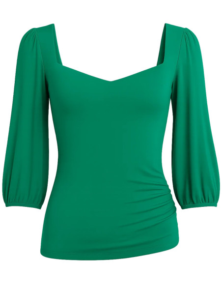 Freemans Green Sweetheart Neckline Jersey Top