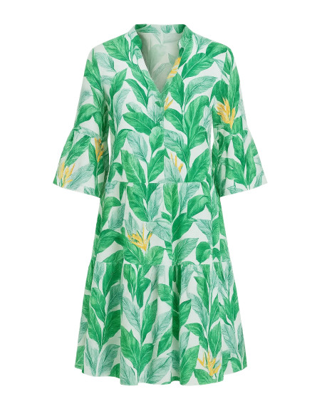 Together Green Print Tiered Holiday Dress