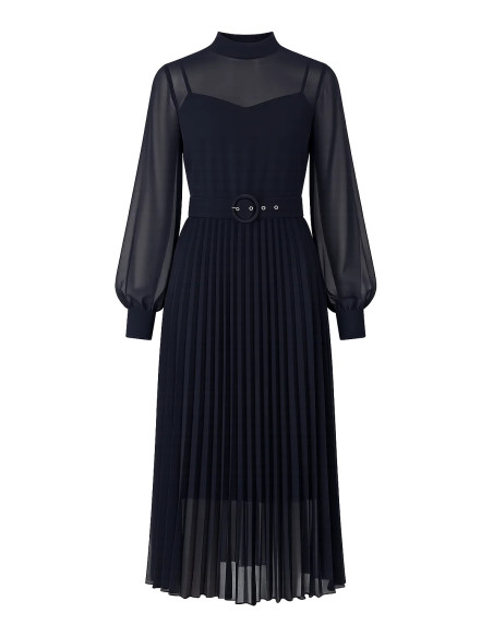 Style Cheat Angelina High Neck Pleated Dress
