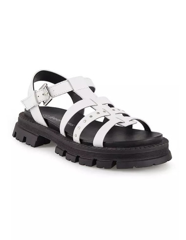 Freemans White Leather Chunky Studded Sandals