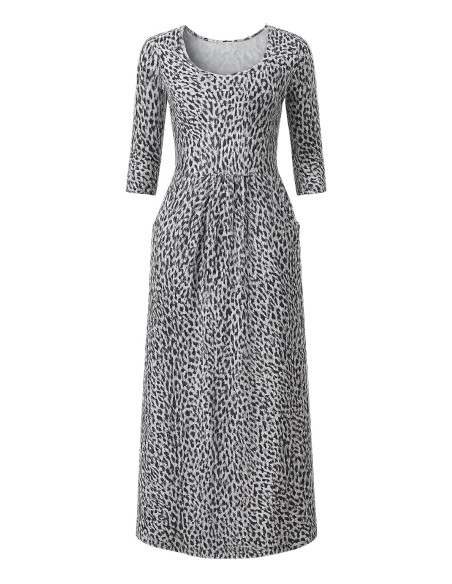 Together Grey Animal Print Pocket Dress