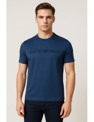 Emporio Armani Stamped Blue T-Shirt