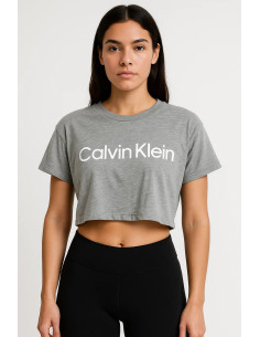 Calvin Klein Performance Grey Sleeveless Crop Top 2