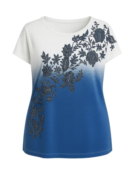 Tommy Hilfiger Blue Plus Size Floral Tee