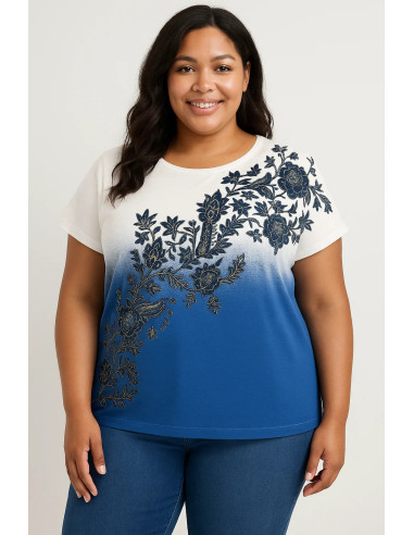 Tommy Hilfiger Blue Plus Size Floral Tee