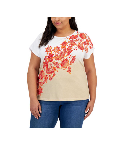 Tommy Hilfiger Beige Plus Size Floral Tee