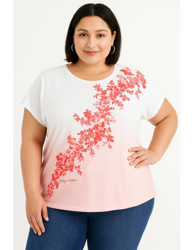Tommy Hilfiger White & Pink Plus Size Floral Tee