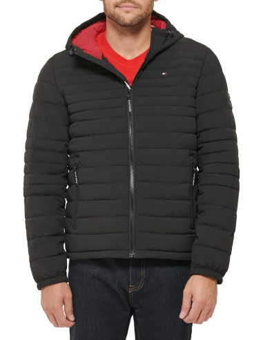 Tommy Hilfiger Men's Stretch Poly Hooded Packable Jacket