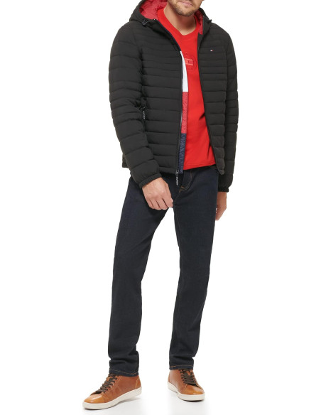 Tommy Hilfiger Men's Stretch Poly Hooded Packable Jacket