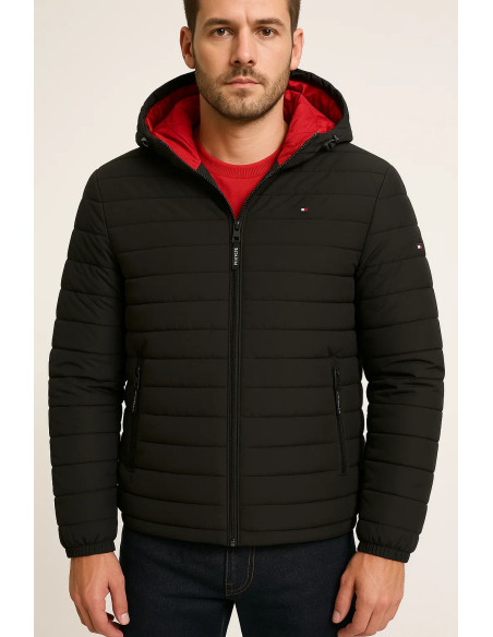 Tommy Hilfiger Men's Stretch Poly Hooded Packable Jacket