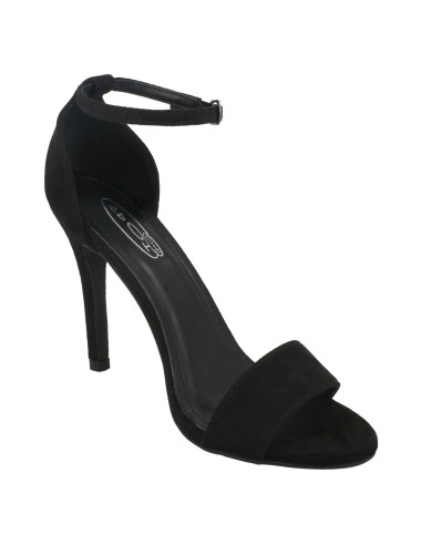 Spot On High Heel Strapy Black Court Shoes