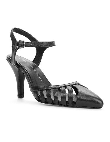 Kaleidoscope Black Leather Court Shoes