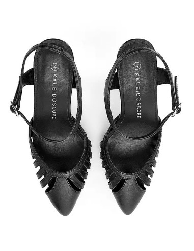 Kaleidoscope Black Leather Court Shoes