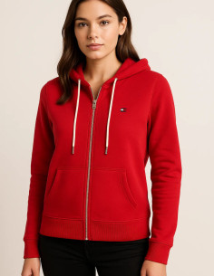 Tommy Hilfiger Women's Red Contrast Zip Hoodie 2