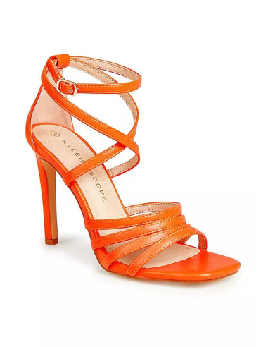 Kaleidoscope Bright Orange Colour Pop Strappy Heeled Sandals