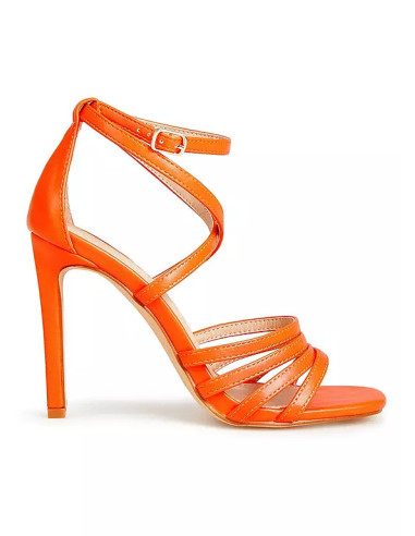 Kaleidoscope Bright Orange Colour Pop Strappy Heeled Sandals
