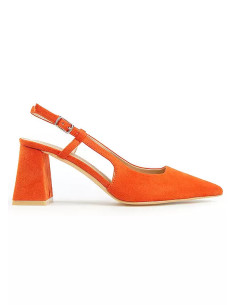 Freemans Orange Flared Block Heel Slingback Court Shoes 2