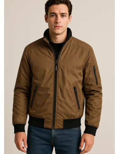 Calvin Klein Men's Winter Soft Shell Bomber Jacket - Brown