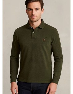 Polo Ralph Lauren Pima Cotton Long Sleeve Olive Green Polo Shirt 2