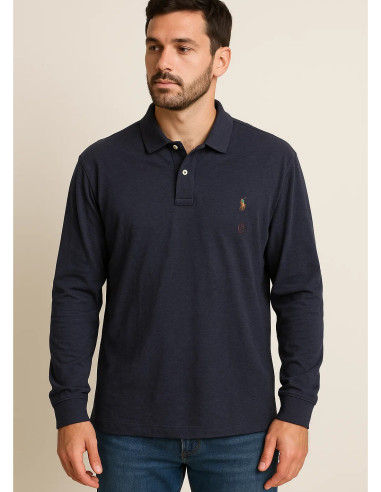 Polo Ralph Lauren Pima Cotton Long Sleeve Navy Blue Polo Shirt
