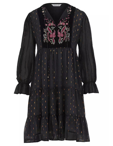 Together Black Embroidery Detail Tunic Dress