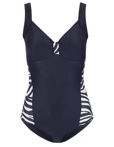 bonprix Blue Animal Print Panel Plus Size Swimsuit