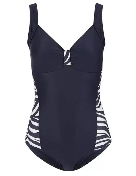 bonprix Blue Animal Print Panel Plus Size Swimsuit
