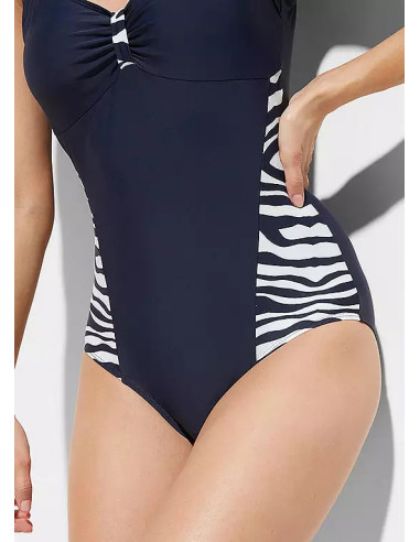 bonprix Blue Animal Print Panel Plus Size Swimsuit