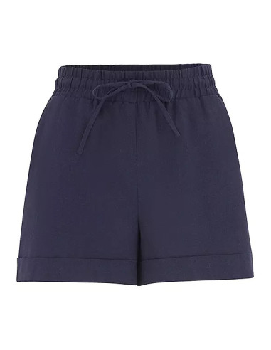 Freemans Navy Turn up Linen Shorts