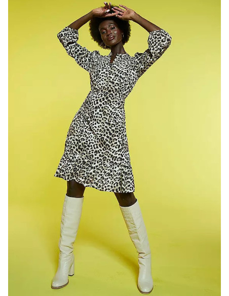 Freemans Animal Print Frill Hem Dress