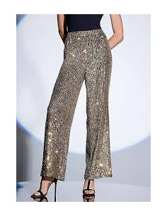 STAR by Julien Macdonald Gold Sequin Wide Leg Trousers 2