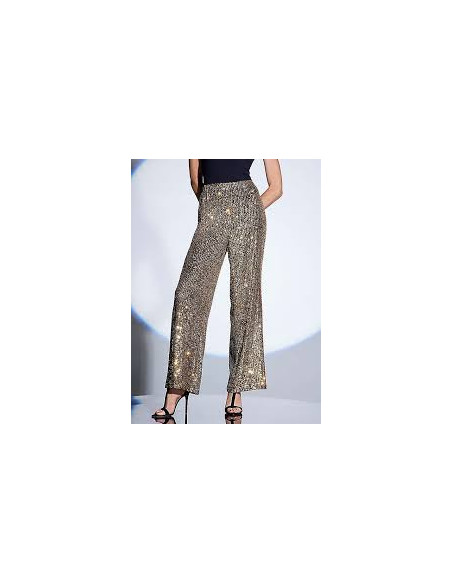 STAR by Julien Macdonald Gold Sequin Wide Leg Trousers