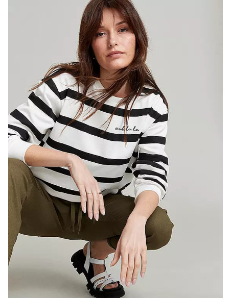 Freemans Black & White Stripe Sweatshirt