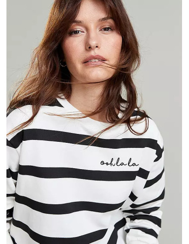 Freemans Black & White Stripe Sweatshirt
