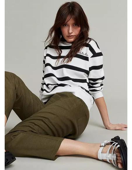 Freemans Black & White Stripe Sweatshirt