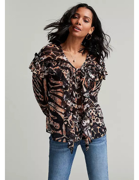 Freemans Animal Print Ruffle Detail Blouse