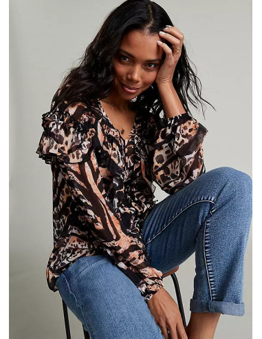 Freemans Animal Print Ruffle Detail Blouse